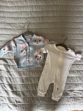 Hux Baby Cardigan & Banana Republic Newborn Short Sleeve Romper